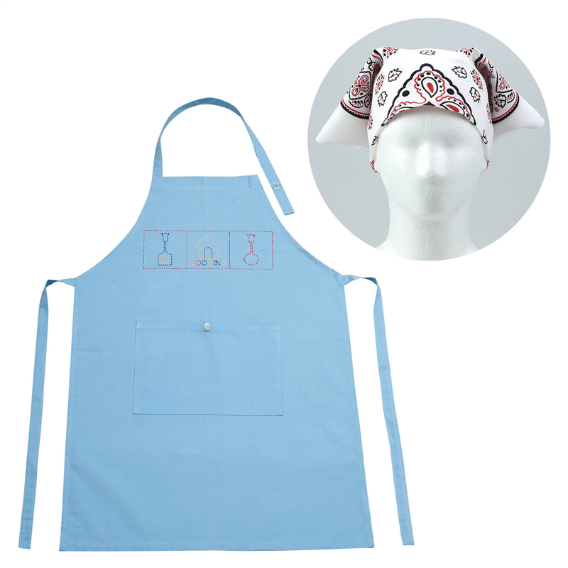 アーテック 基礎縫いエプロン ブルー バンダナ白 （ご注文単位1セット）【直送品】