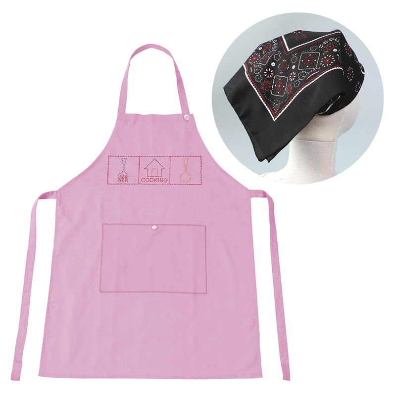 アーテック 基礎縫いエプロン ピンク バンダナ黒 （ご注文単位1セット）【直送品】