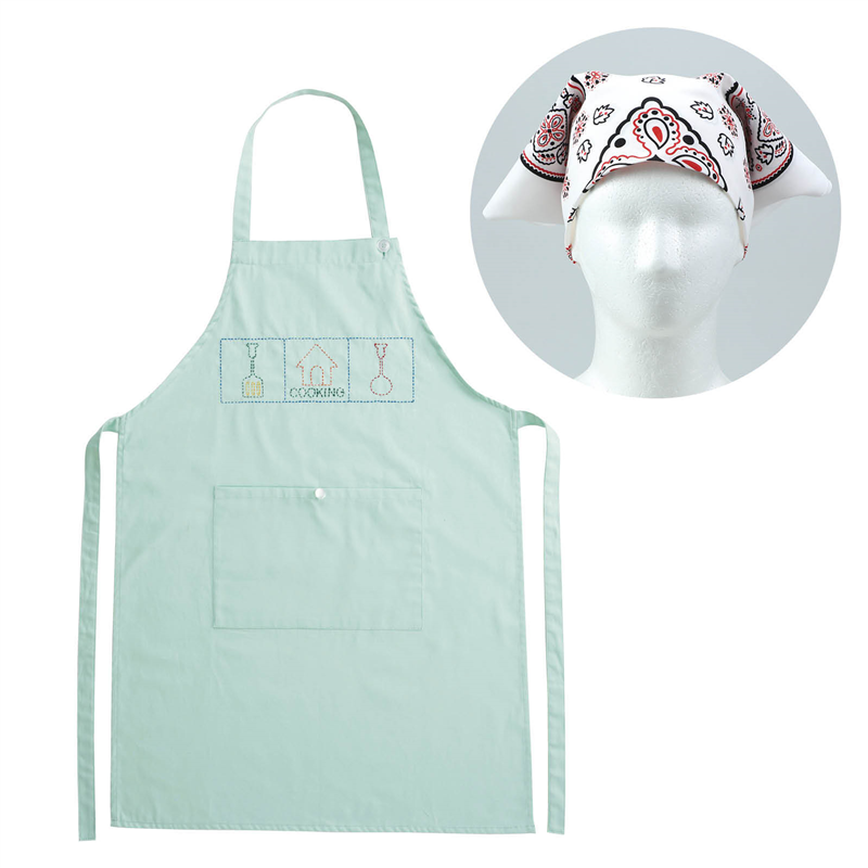 アーテック 基礎縫いエプロン グリーン バンダナ白 （ご注文単位1セット）【直送品】