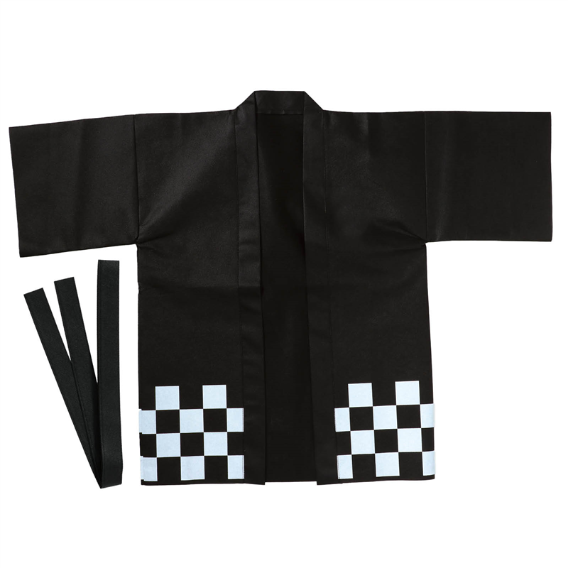 アーテック カラー不織布ハッピ 市松柄 黒 S 1枚（ご注文単位1枚）【直送品】