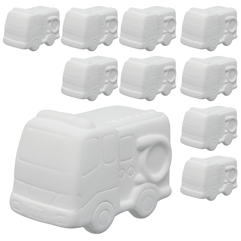 おみくじ工房 おえかき陶器 のりもの 消防車 10個セット 1セット（ご注文単位1セット）【直送品】