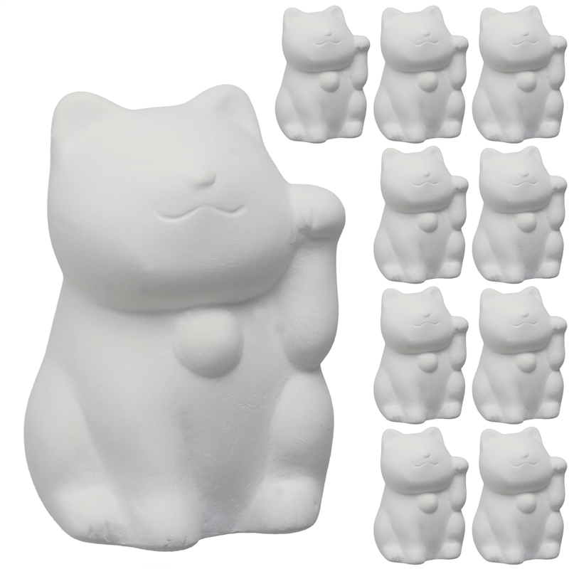 おみくじ工房 おえかき陶器 まねきねこ左手 10個セット 1セット（ご注文単位1セット）【直送品】