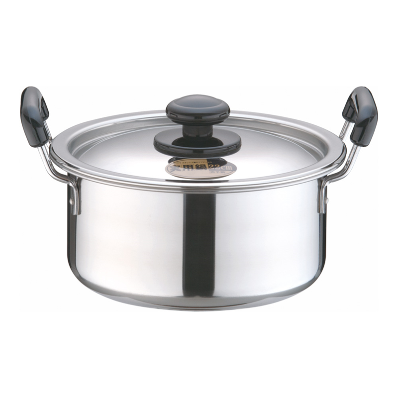 SAステンレス プラ柄 厚板実用鍋 22cm 1袋(ご注文単位1袋)【直送品】