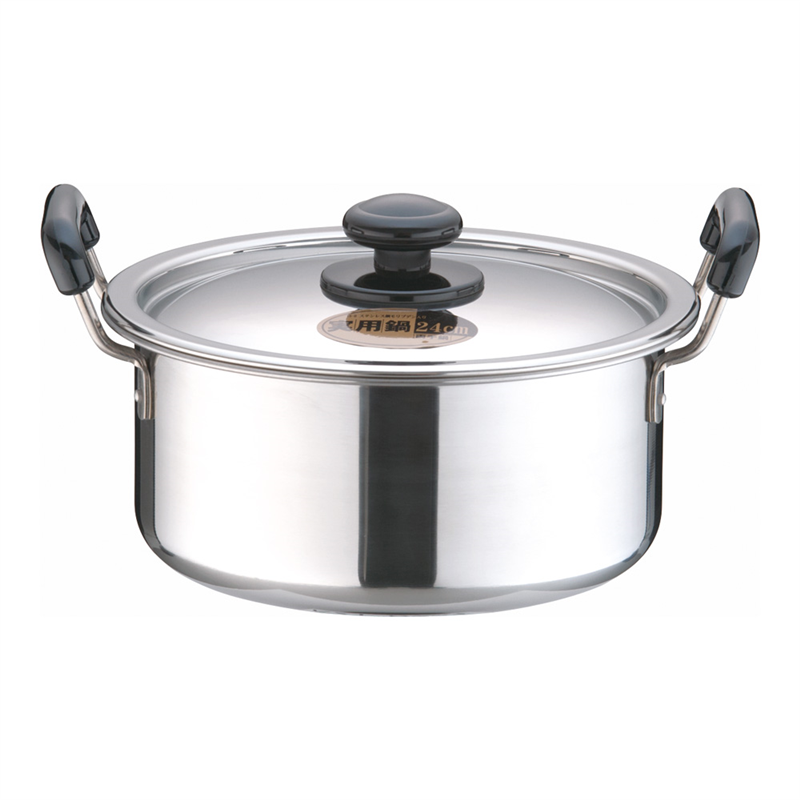 SAステンレス　プラ柄　厚板実用鍋 24cm 1袋（ご注文単位1袋）【直送品】