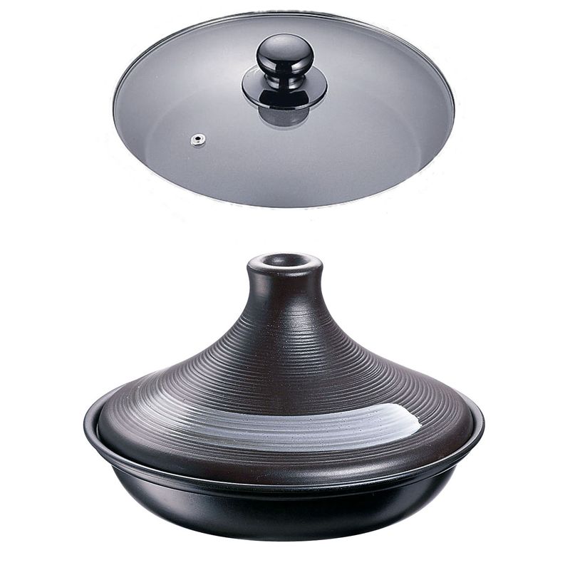 ブローディア IHタジン鍋(ガラス蓋付) 19cm 茶 3008 1箱(ご注文単位1箱)【直送品】