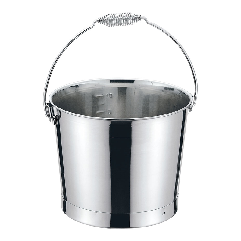 18-8プレスバケツ(目盛付)バネ把手 15L 1袋(ご注文単位1袋)【直送品】