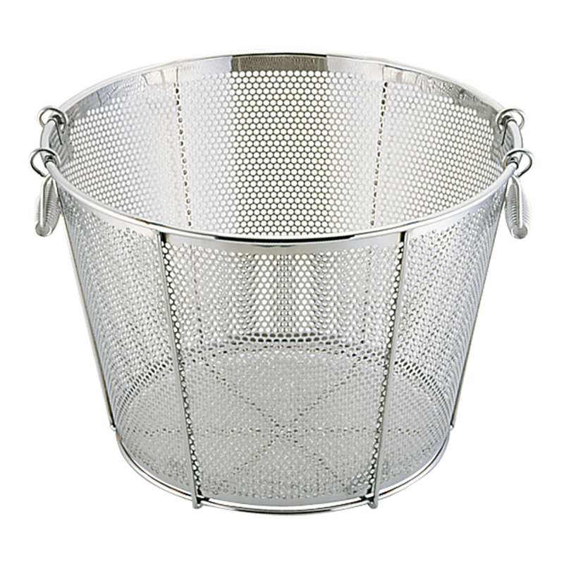 UK18-8パンチング平底深型揚げざる 補強付48cm（穴径φ5mm） 1袋（ご注文単位1袋）【直送品】