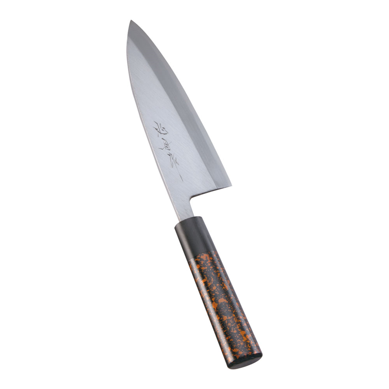 歌舞伎調和庖丁　忠舟　出刃 18cm　黒金茶 1箱（ご注文単位1箱）【直送品】