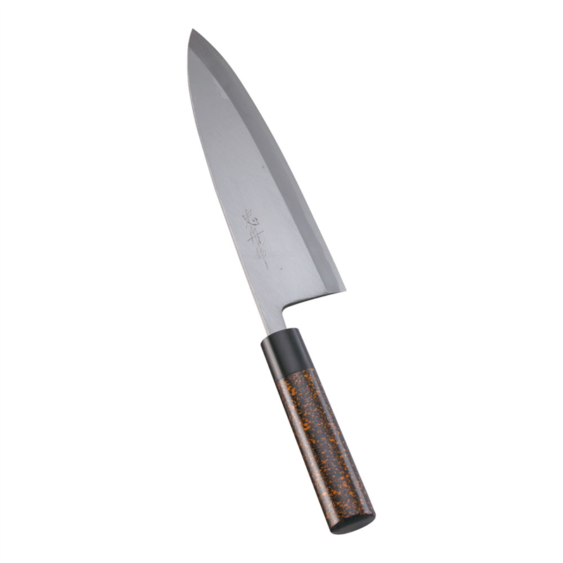 歌舞伎調和庖丁　忠舟　出刃 24cm　黒金茶 1箱（ご注文単位1箱）【直送品】