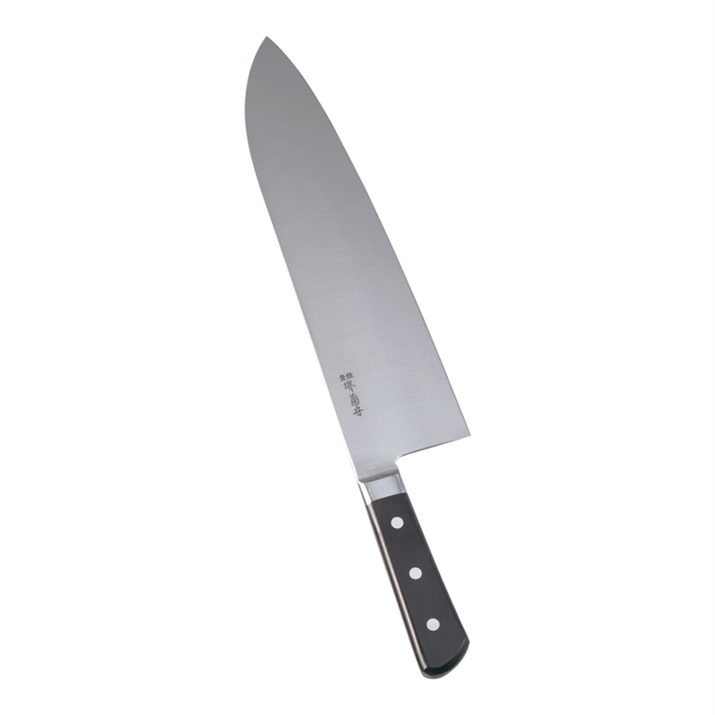 堺菊守日本鋼(口金付)巾広厚口牛刀 33cm 1箱(ご注文単位1箱)【直送品】