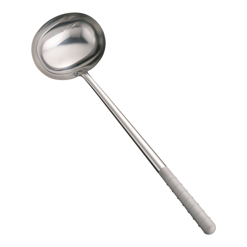 オールステンレス ブラスト加工 中華お玉 楕円 1袋(ご注文単位1袋)【直送品】