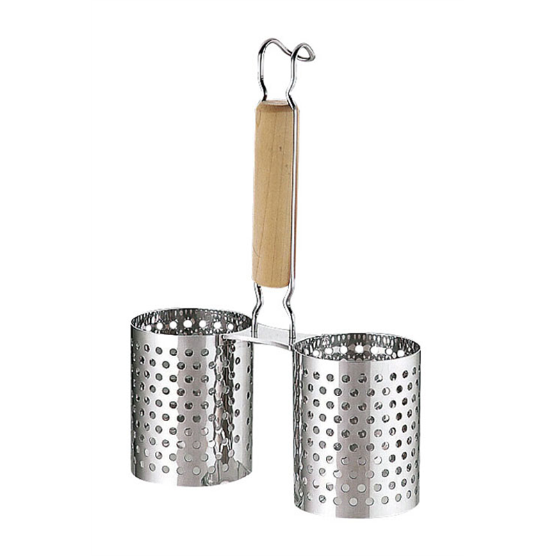 18-8木柄かき揚げリング　2連 S 1袋（ご注文単位1袋）【直送品】