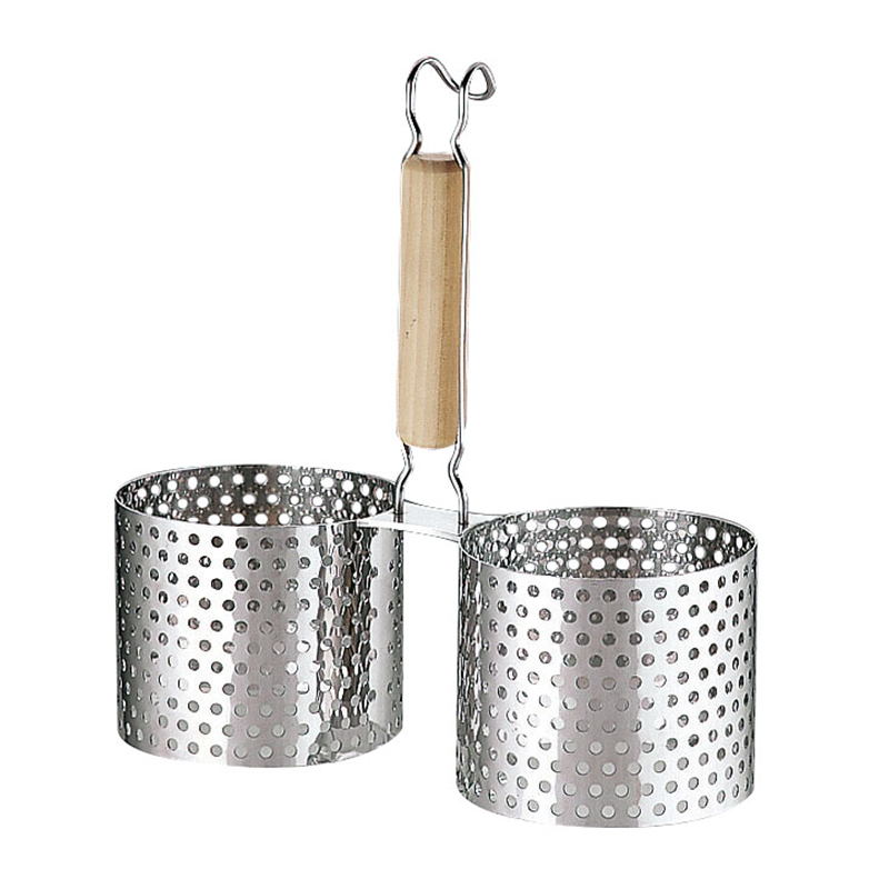 18-8木柄かき揚げリング　2連 M 1袋（ご注文単位1袋）【直送品】