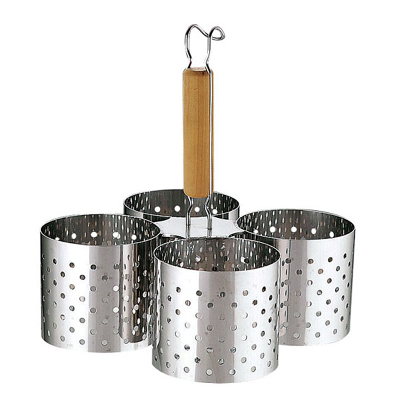 18-8木柄かき揚げリング　4連 S 1袋（ご注文単位1袋）【直送品】