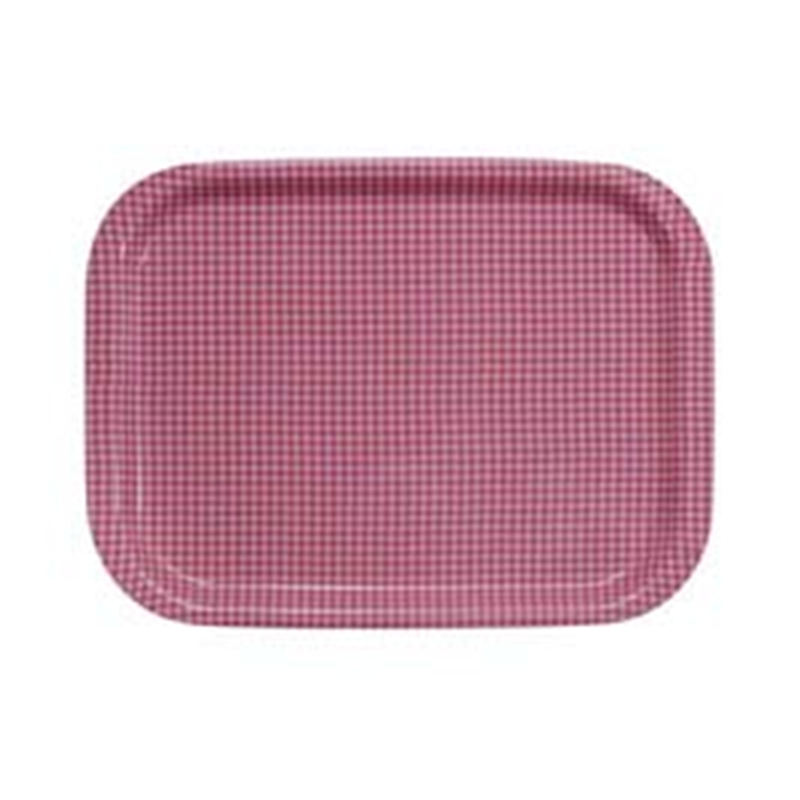 Rトレー取手なし　角（ノンスリップ加工） S　チェックピンク 1袋（ご注文単位1袋）【直送品】
