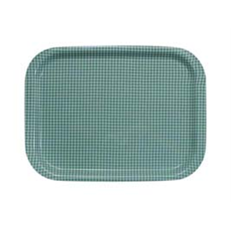 Rトレー取手なし　角（ノンスリップ加工） S　チェックグリーン 1袋（ご注文単位1袋）【直送品】