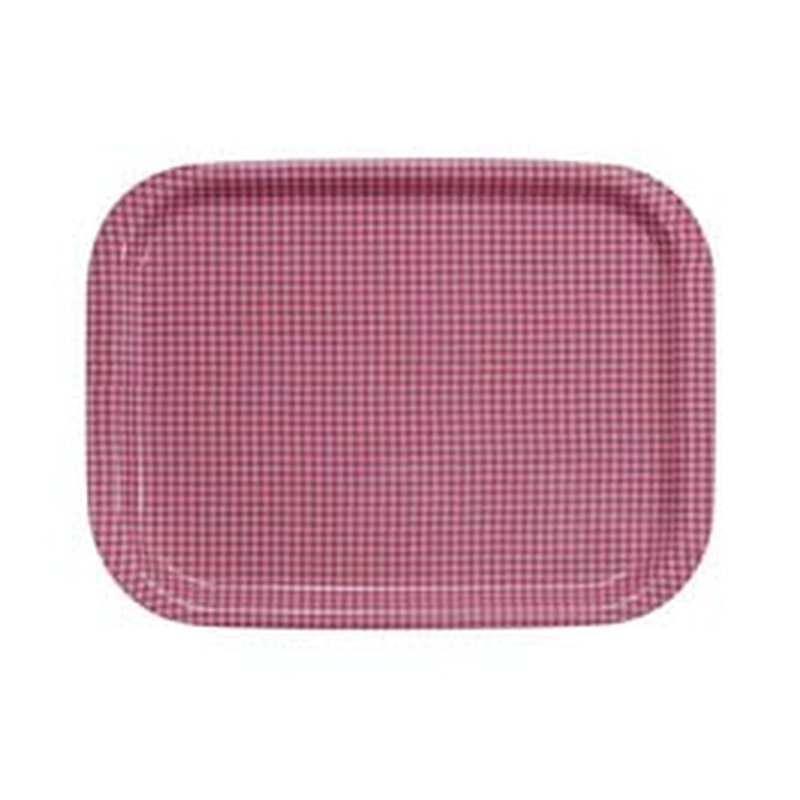 Rトレー取手なし 角(ノンスリップ加工) L チェックピンク 1袋(ご注文単位1袋)【直送品】
