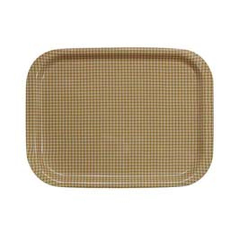 Rトレー取手なし 角(ノンスリップ加工) L チェックイエロー 1袋(ご注文単位1袋)【直送品】