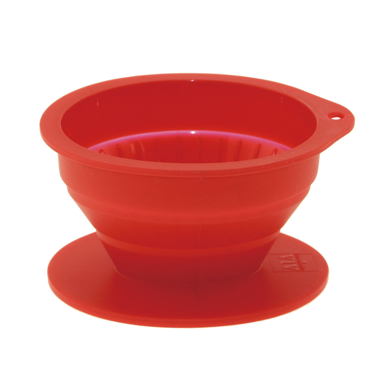 シリコン 折りたたみコーヒードリッパー オーバル レッド 4カップ 1袋(ご注文単位1袋)【直送品】