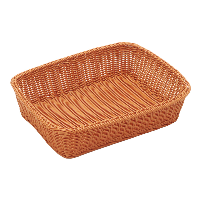 樹脂バスケット 角長 91-003B 40cm深型 茶 1個(ご注文単位1個)【直送品】