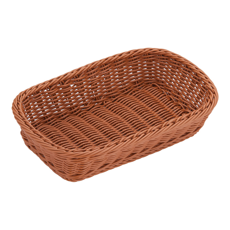 樹脂バスケット 角長 91-005B 30cm 茶 1個(ご注文単位1個)【直送品】