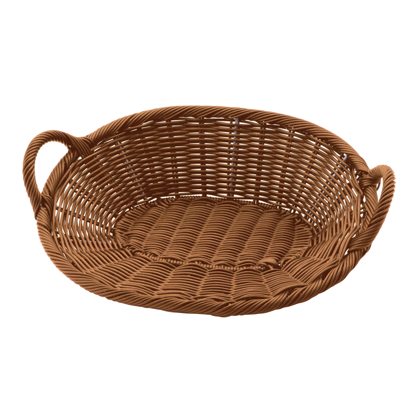 PP　小判型ベーカリーバスケット　手付 ブラウン　HB-002-BR 1袋（ご注文単位1袋）【直送品】