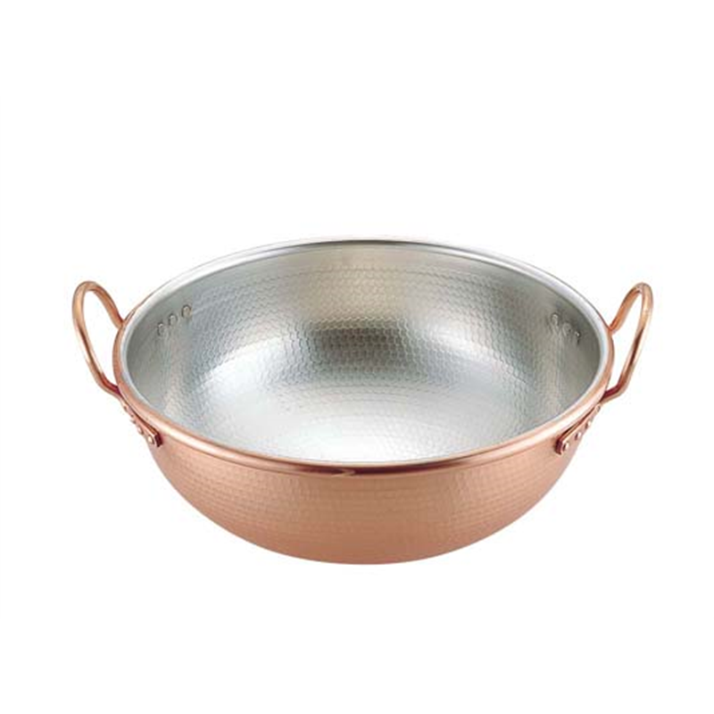 SA銅打出さわり鍋　手付・スズメッキ付き 36cm 1袋（ご注文単位1袋）【直送品】