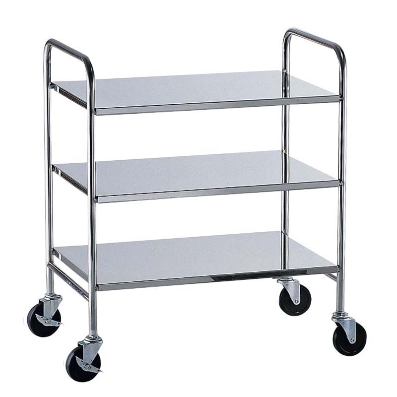 TKG18-8衛生フラットワゴン　3段 ゴム車 1箱（ご注文単位1箱）【直送品】