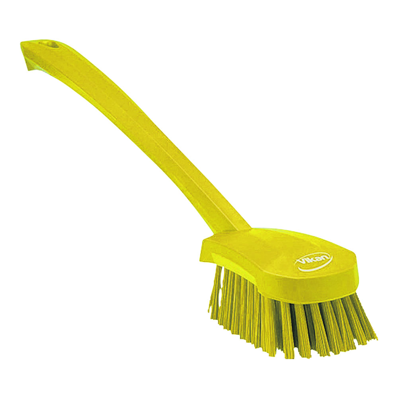 ヴァイカン　長柄ハンドル付ブラシ4186 ハードタイプ　イエロー 1袋（ご注文単位1袋）【直送品】