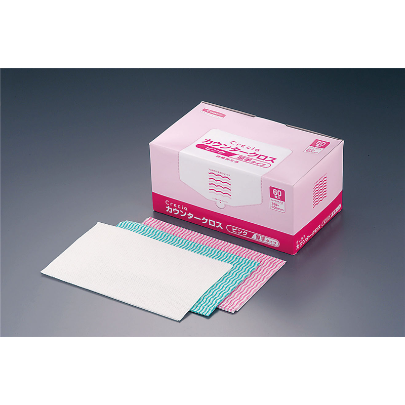 クレシア抗菌カウンタークロス　厚手タイプ （1箱・60枚入）ピンク 1箱（ご注文単位1箱）【直送品】