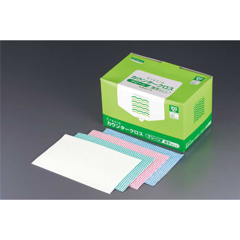 クレシア抗菌カウンタークロス　薄手タイプ （1箱・100枚入）グリーン 1箱（ご注文単位1箱）【直送品】
