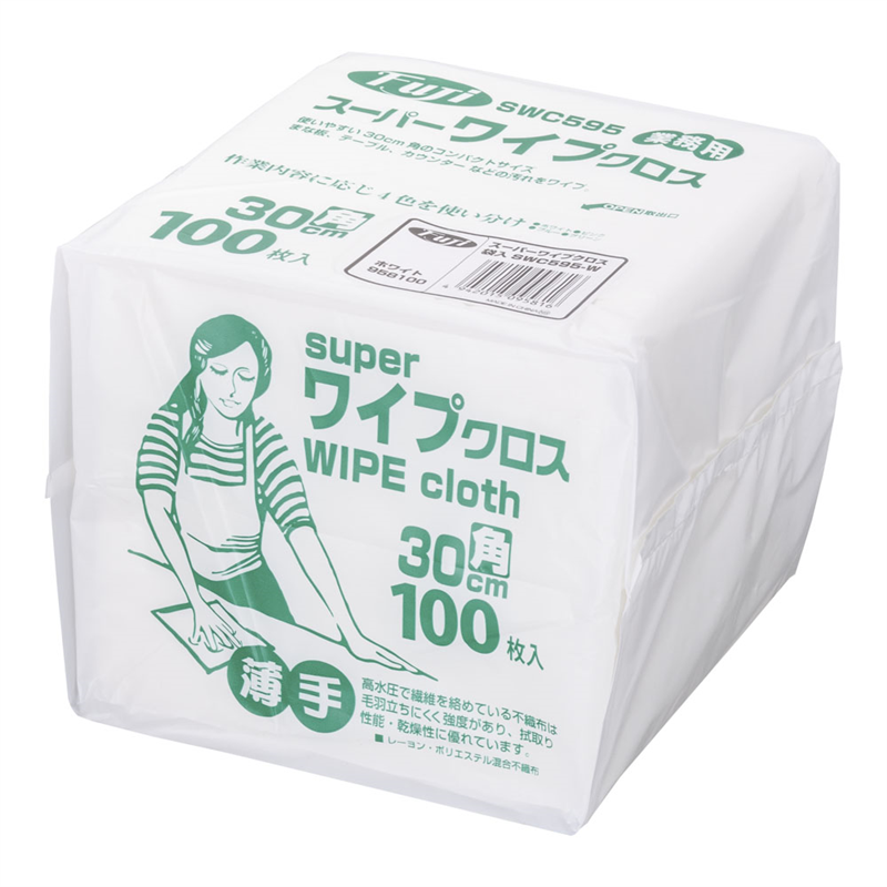 フジスーパーワイプクロス(100枚入) 30cm角 ホワイト 1袋(ご注文単位1袋)【直送品】