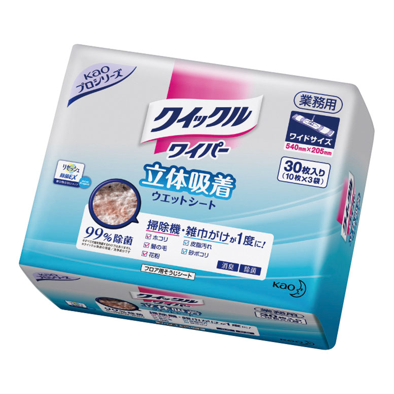 クイックルワイパーワイド立体吸着ウェット シート業務用（30枚入） 1袋（ご注文単位1袋）【直送品】