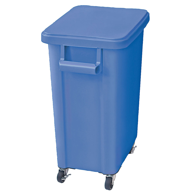 リス　厨房用キャスターペール（排水栓付） 70型　ブルー（蓋付） 1個（ご注文単位1個）【直送品】
