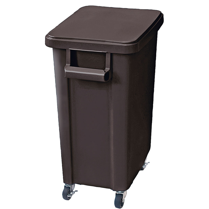 リス　厨房用キャスターペール（排水栓付） 70型　ダークグレー（蓋付） 1個（ご注文単位1個）【直送品】