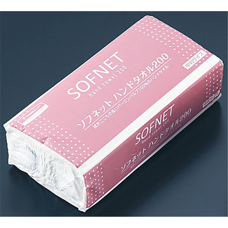 クレシア　ソフネット　ハンドタオル200 中判（1ケース30束入） 1袋（ご注文単位1袋）【直送品】