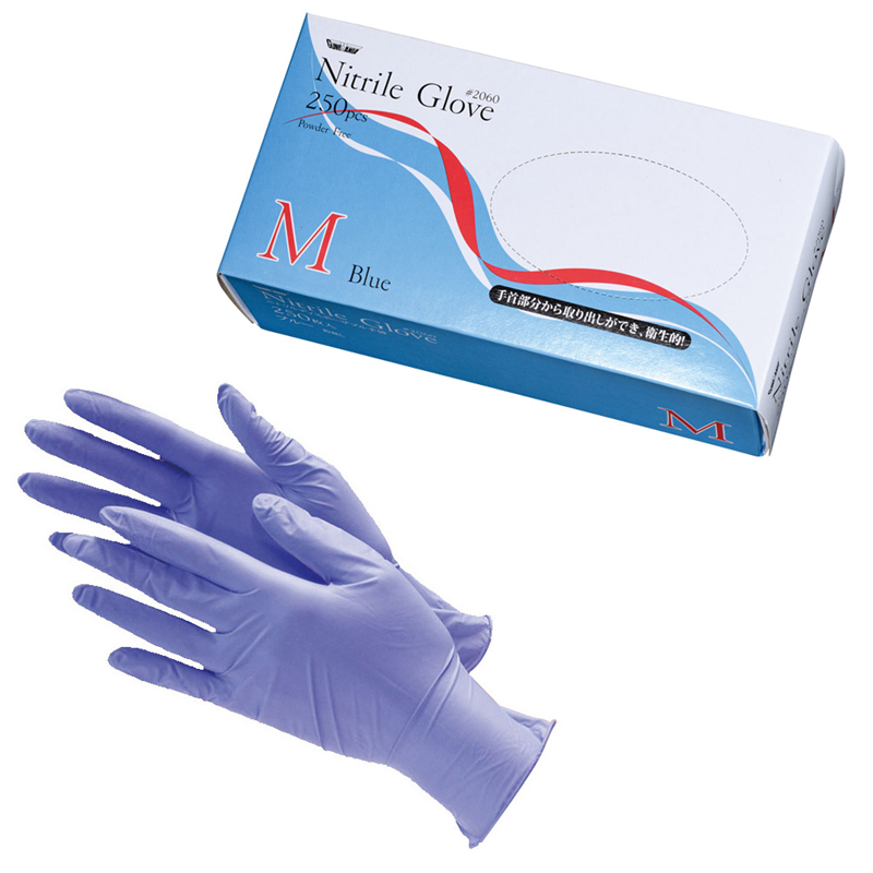 ニトリル使いきり手袋(粉なし) 2060 ブルー M 1箱(ご注文単位1箱)【直送品】