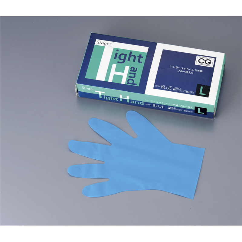 シンガー　タイトハンド　ブルー手袋 L（100枚入） 1箱（ご注文単位1箱）【直送品】