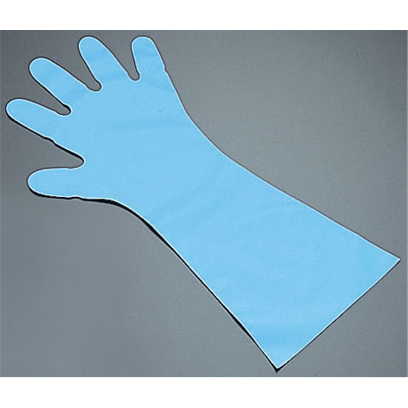 エンボス手袋 五本絞り ロング#50 ブルー L (1袋50枚入) 1袋(ご注文単位1袋)【直送品】