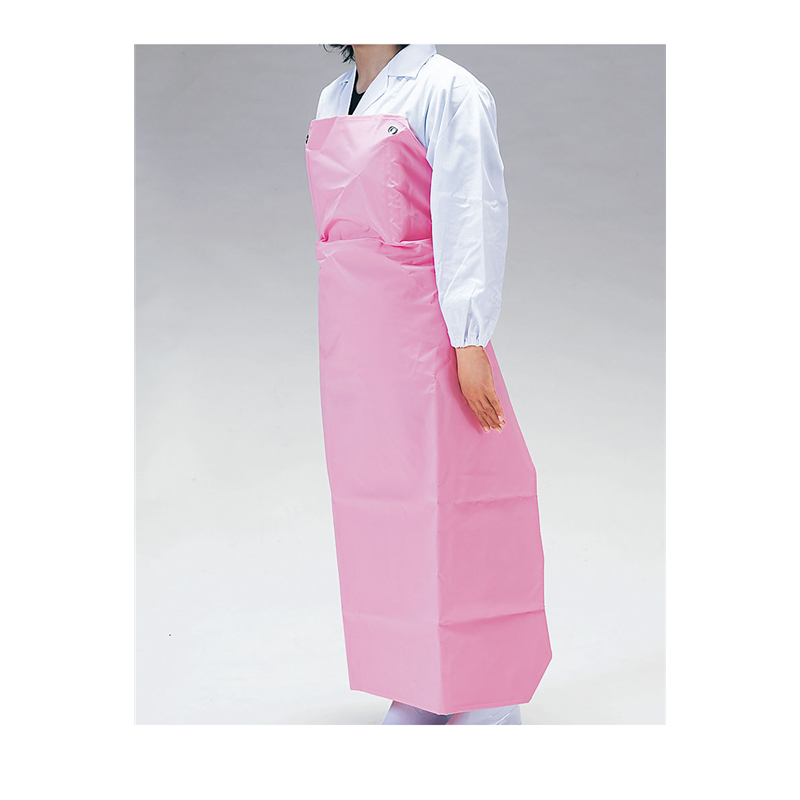 ワンタッチ胸付前掛　W-100 ピンク 1袋（ご注文単位1袋）【直送品】