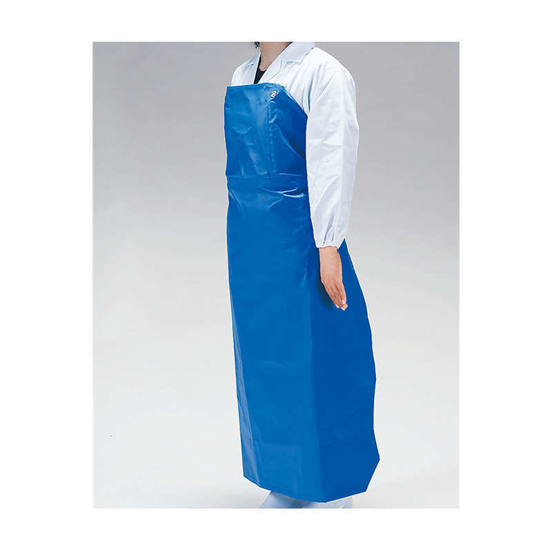 ワンタッチ胸付前掛　W-100 ブルー 1袋（ご注文単位1袋）【直送品】