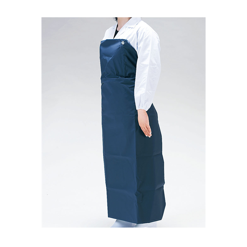 ワンタッチ胸付前掛　W-100 紺 1袋（ご注文単位1袋）【直送品】