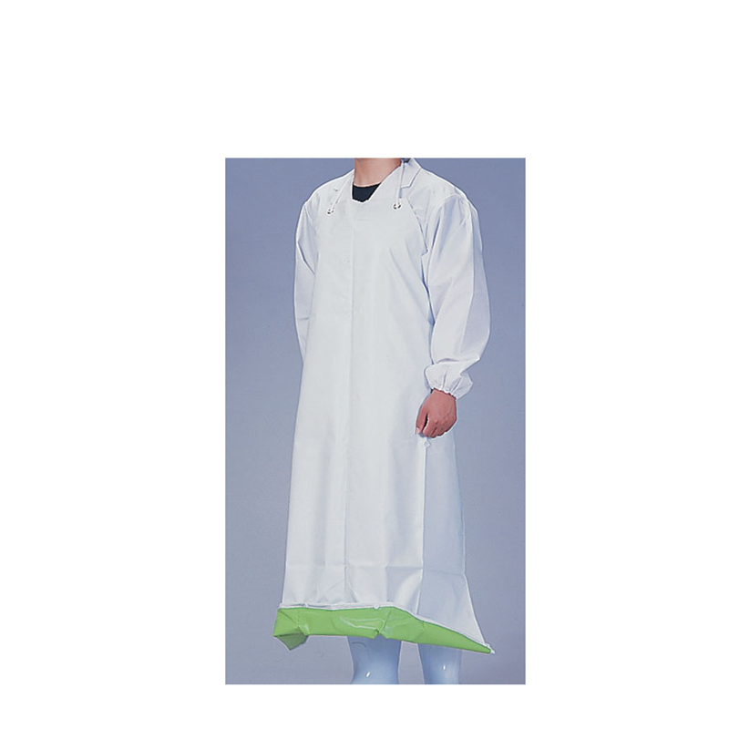 機能性エプロン　ガードロン　塩ビ抗菌 ひもM　ホワイト／グリーン 1袋（ご注文単位1袋）【直送品】