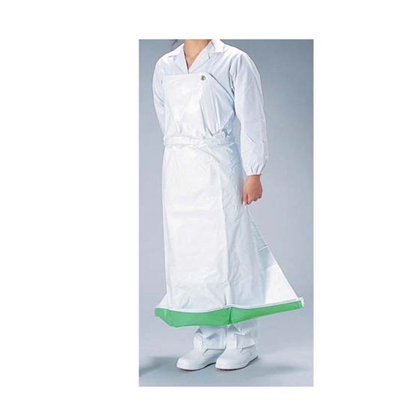 機能性エプロン ガードロン 塩ビ抗菌 フィットM ホワイト/グリーン 1袋(ご注文単位1袋)【直送品】