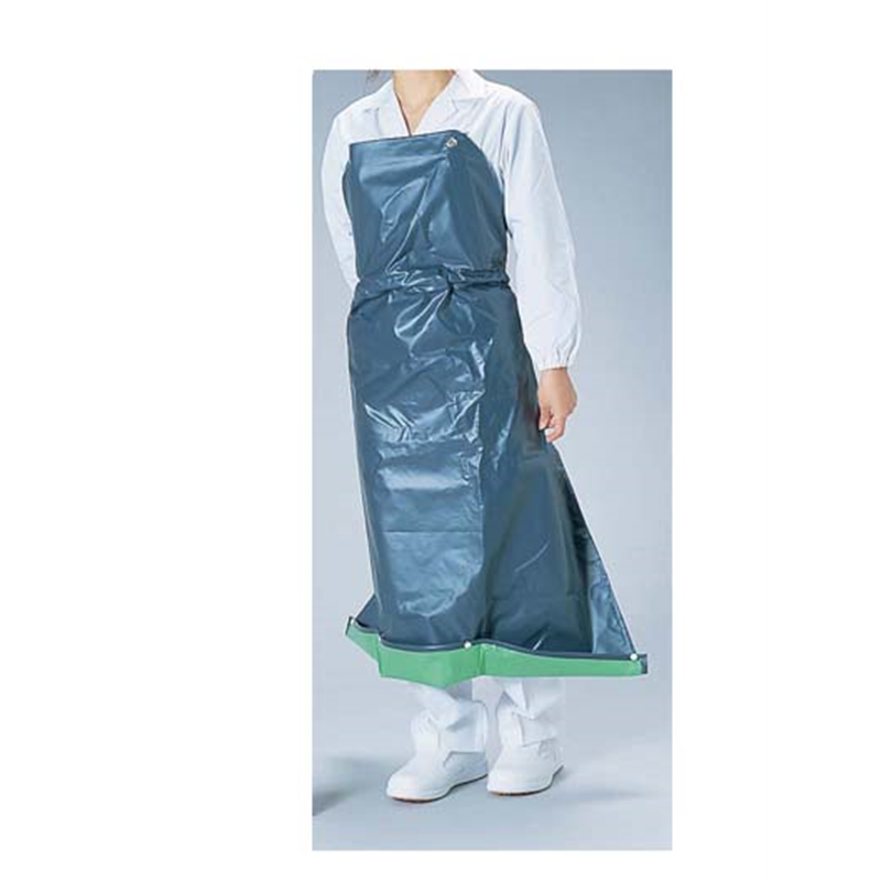 機能性エプロン ガードロン 塩ビ抗菌 フィットL ネイビー/グリーン 1袋(ご注文単位1袋)【直送品】
