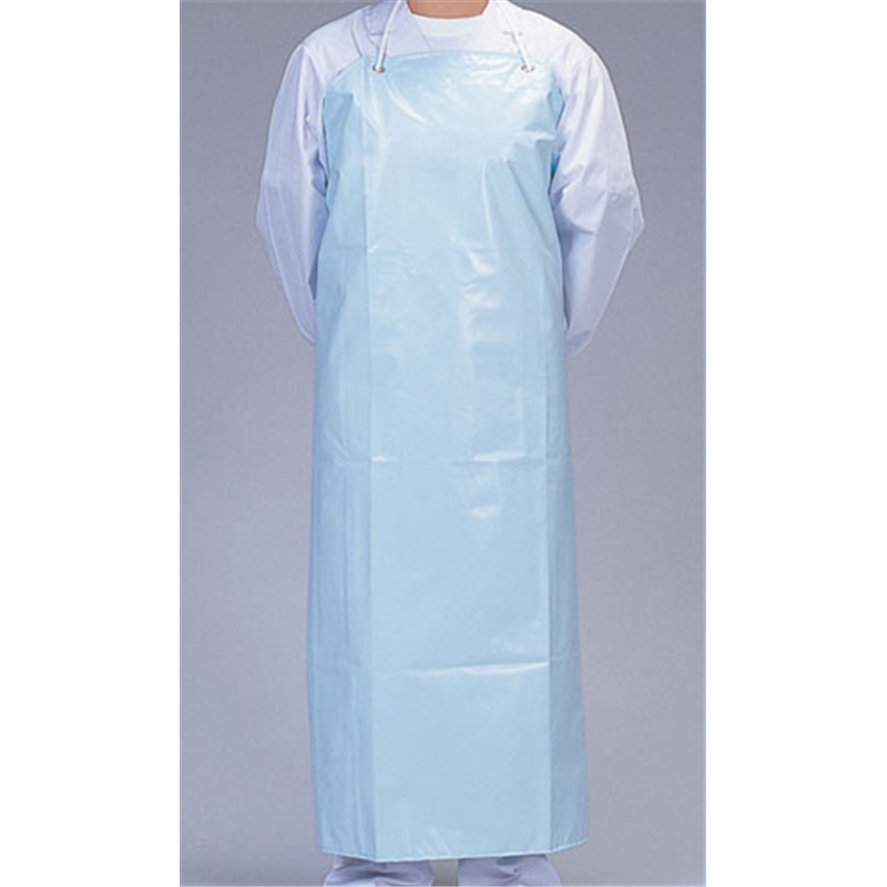 デリカウレタン胸付前掛 サックス L 1袋(ご注文単位1袋)【直送品】