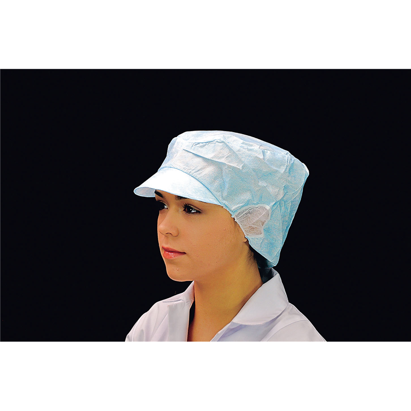 帯電帽 つば付(20枚入) L ブルー 66111B 1袋(ご注文単位1袋)【直送品】