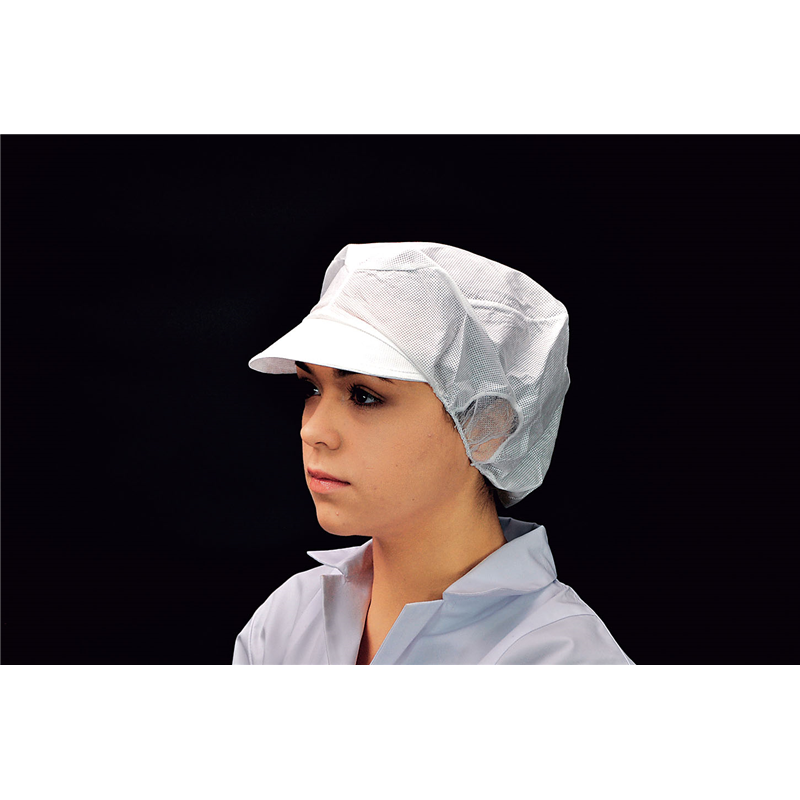 帯電帽　つば付（20枚入） LL　ホワイト　66112W 1袋（ご注文単位1袋）【直送品】