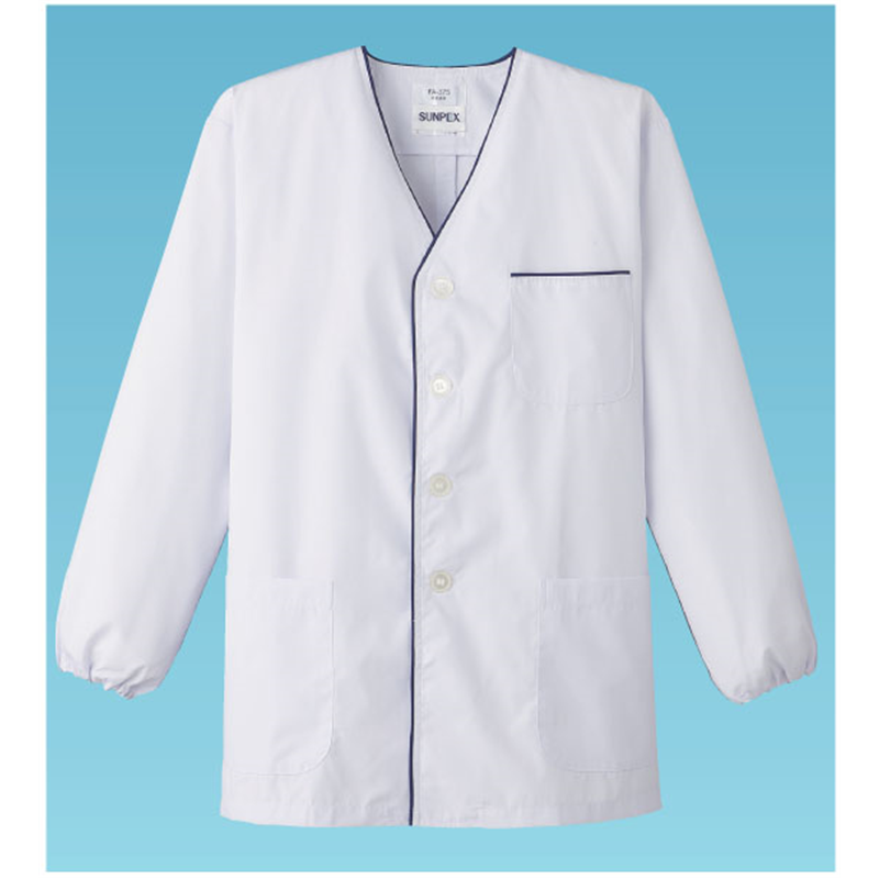 男性用デザイン白衣・長袖 FA-375 LL (ホワイト) 1袋(ご注文単位1袋)【直送品】