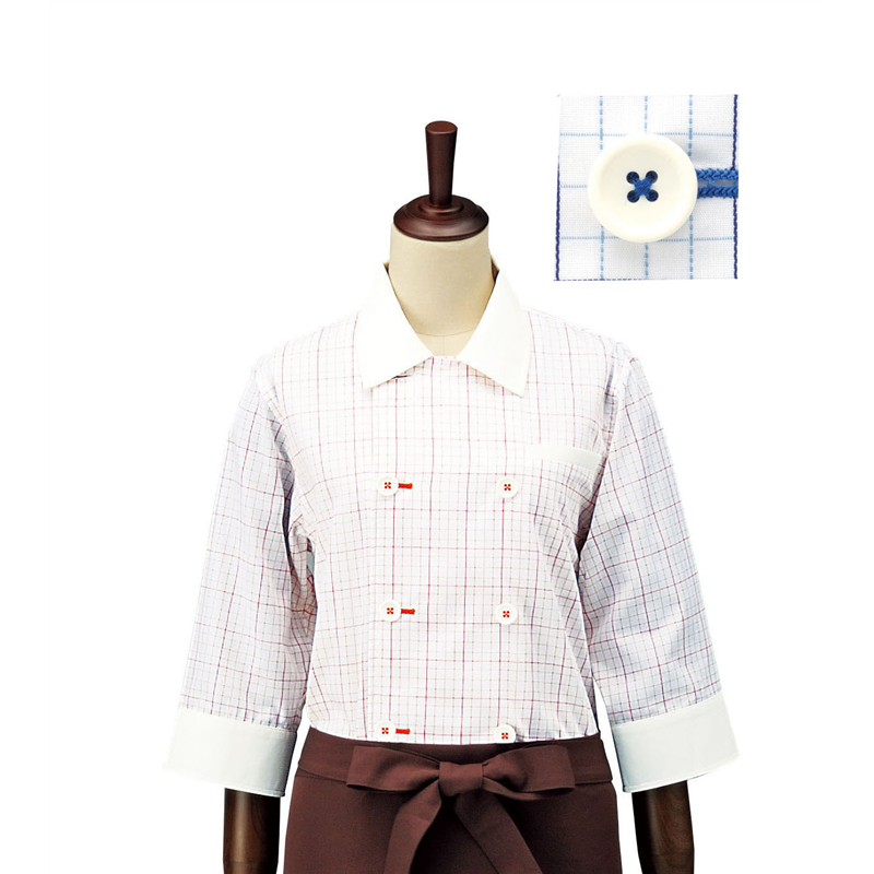 チェック　コックシャツ・レギュラーカラー SBK4100　ブルー　3L 1袋（ご注文単位1袋）【直送品】